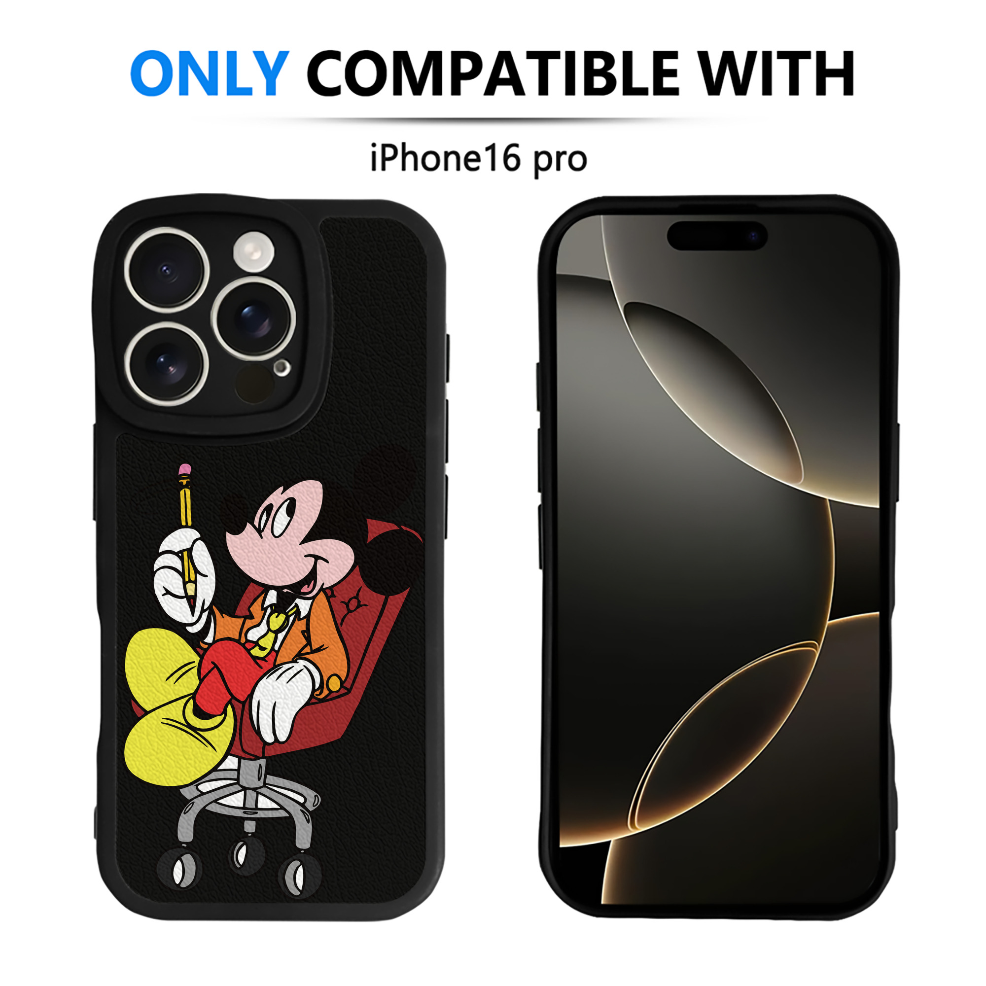 （画像用） ミッキーマウス Mickey Mouse 【iPhone 16シリーズ対応】シリコンスマホケース（レザー調） 材質：シリコン